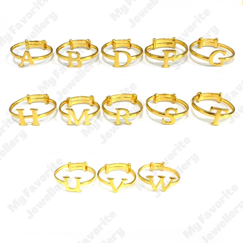 Cincin Huruf Simple Adjustable Emas Asli Kadar 700 dan 875