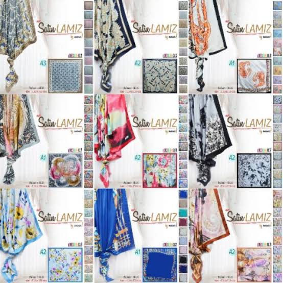 Hijab Umama Lamiz / jilbab satin / hijab lamiz / jilbab umama / jilbab segi empat / lamiz motif
