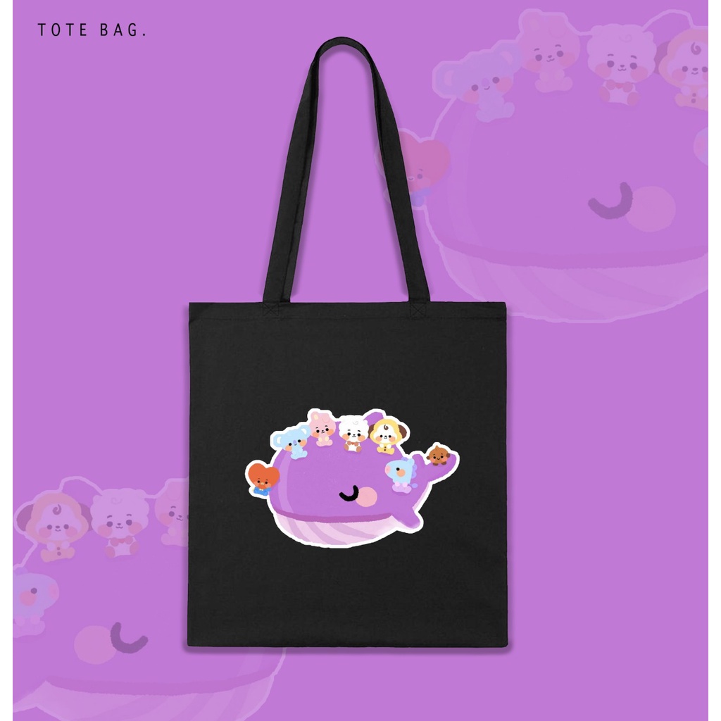 TOTE BAG BT21 KARAKTER / TAS LES / TAS SANTAI / TAS KULIAH / BAHAN KANVAS SOUVENIR BIRTHDAY / BDAY