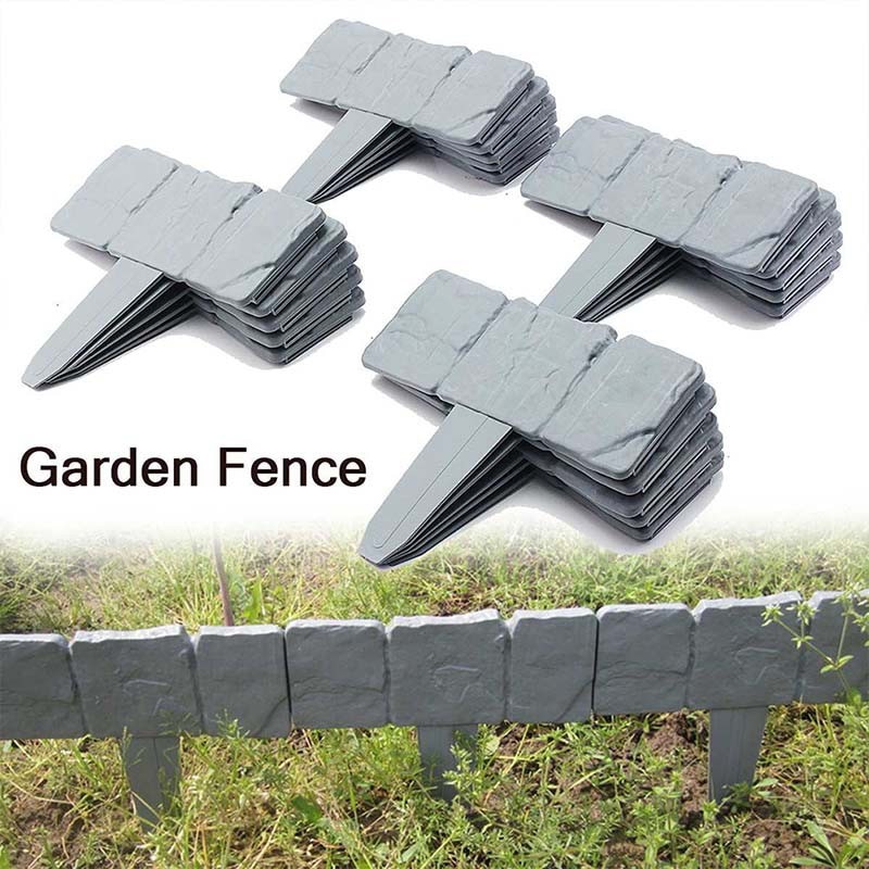 Garden Lawn Edging Cobble Stone Plastic Plant Border Fencing Hammer 10PCS
