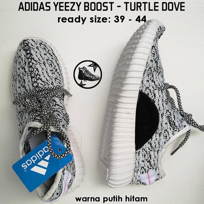 adidas yeezy boost turtle dove - putih hitam, adidas import, sneakers