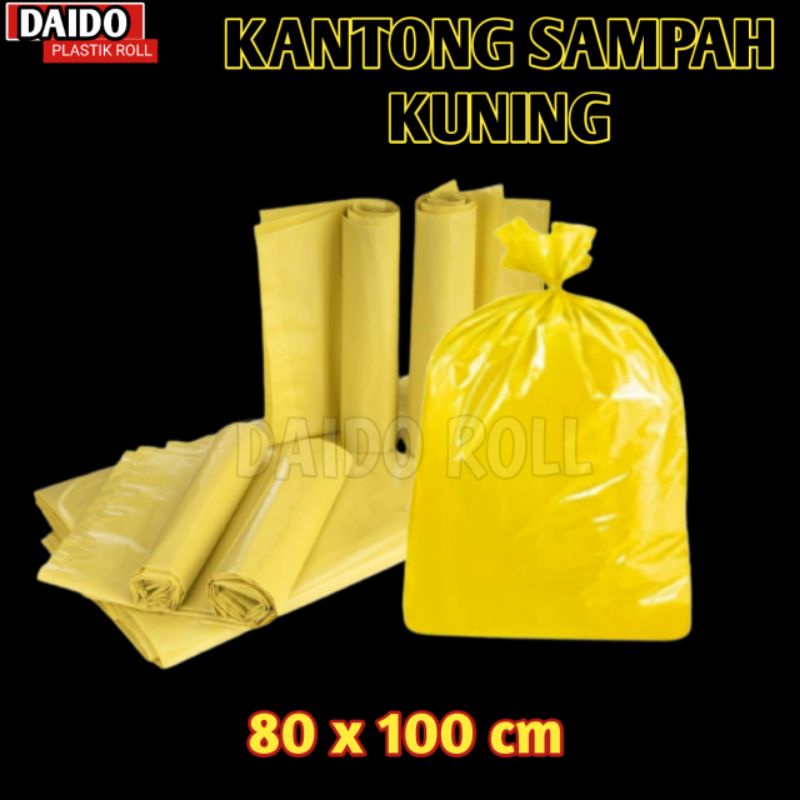 ISI 10 PCS KANTONG SAMPAH MEDIS 80X100 CM KUNING KRESEK JUMBO TRASH BAG MEDICINE