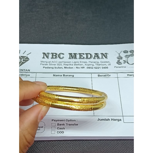 Gelang lapis mas model keroncong bambu,ukuran free size (bisa dibesarkecilkan,bisa disepuh ulang