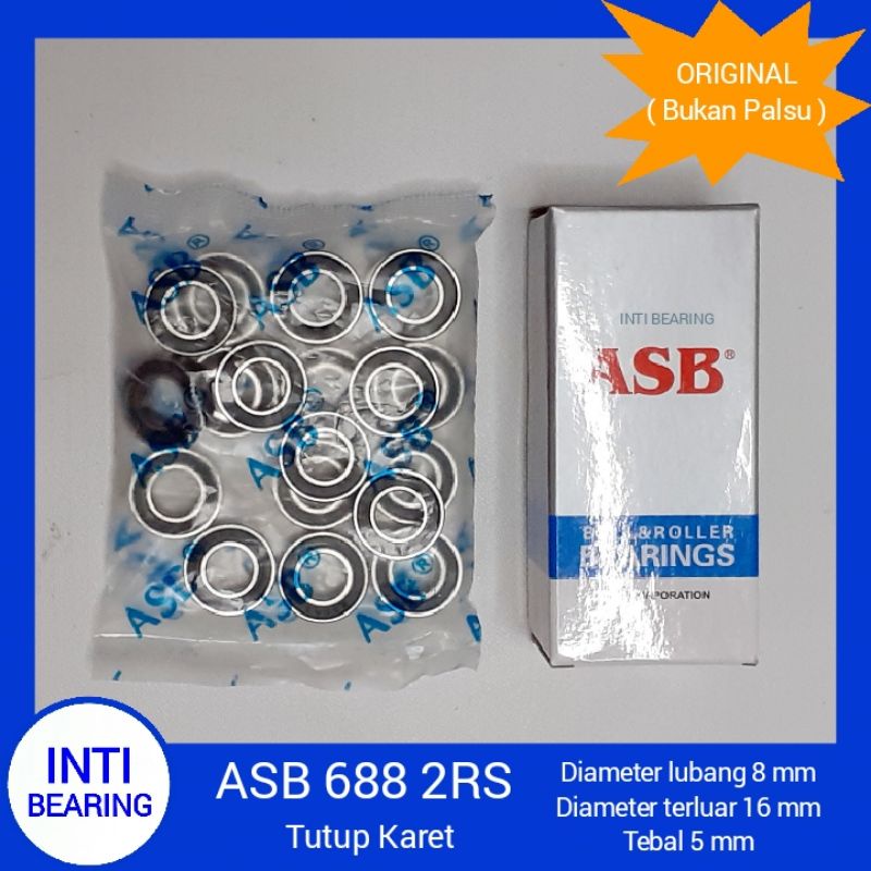 MINIATUR BALL BEARING 688 2RS ASB BEARING ASLI ORIGINAL LAHER BANTALAN 688-2RS TUTUP KARET