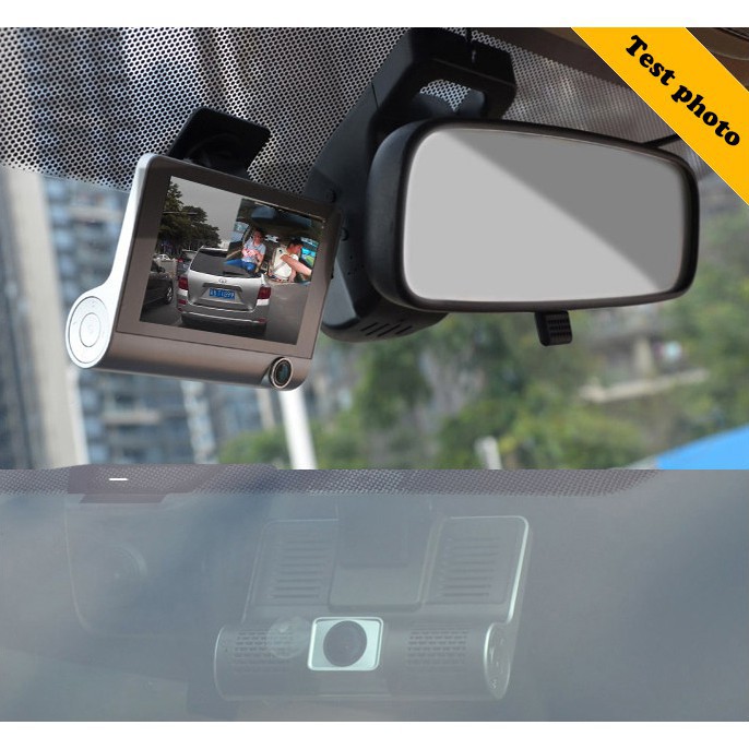 Grab Medan Car DVR Kamera Mobil 1080P 4 Inch Screen with Rear View Camera Baco T319 Hitam