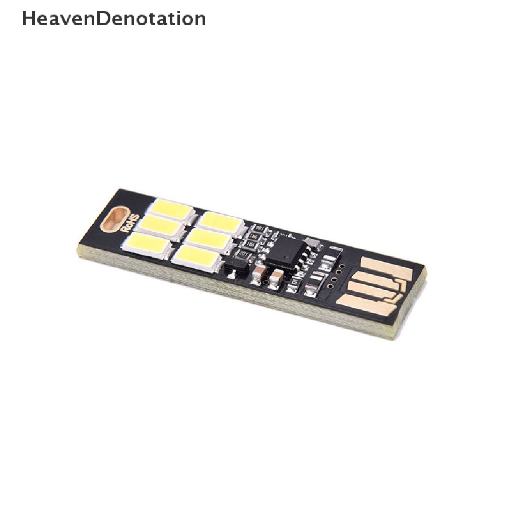 (Heavendenotation) 1pc Lampu 6-led Mini Portable Tenaga Usb Dengan Dimmer Sentuh Untuk Laptop