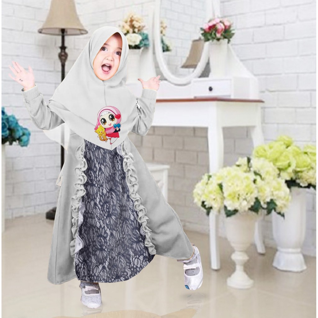 HOPYLOVY - Gamis Brukat anak lampu LED Shafiya Kids