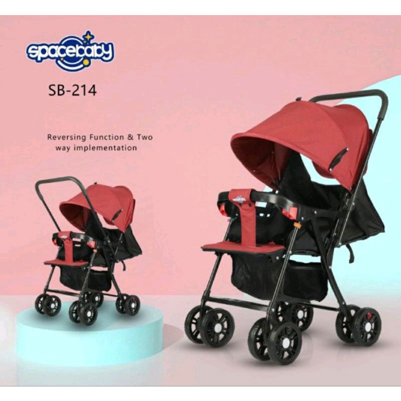 Baby Stroller Kereta Bayi Space Baby SB-207&amp;SB 214 Reversible Stir Bisa 2 Arah 3 in 1 Duduk Rebahan Tidur