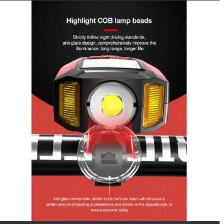 lampu sepeda/lampu depan sepeda/klakson sepeda batrei cas 1200 mah