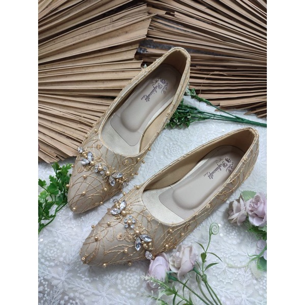 flatshoes rafaizoutfit sepatu wanita tanpa hak zelia gold