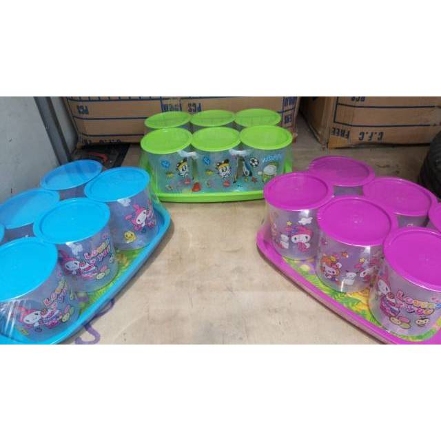 Toples Plastik Set 6 Pcs Nampan Anti Pecah Tempat Penyimpanan Makanan