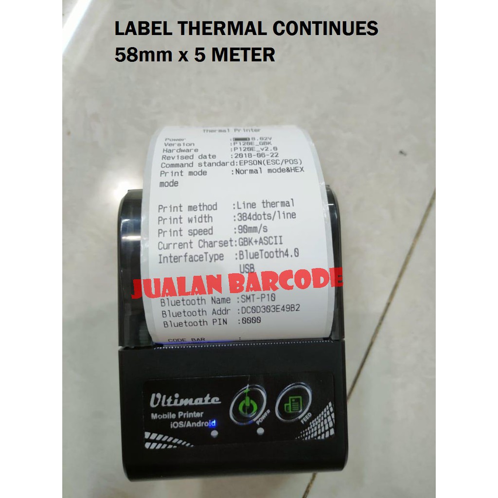 

LABEL STICKER THERMAL 58 X 5 M UNTUK PRINTER BLUETOOTH ( DIAMETER 33MM )