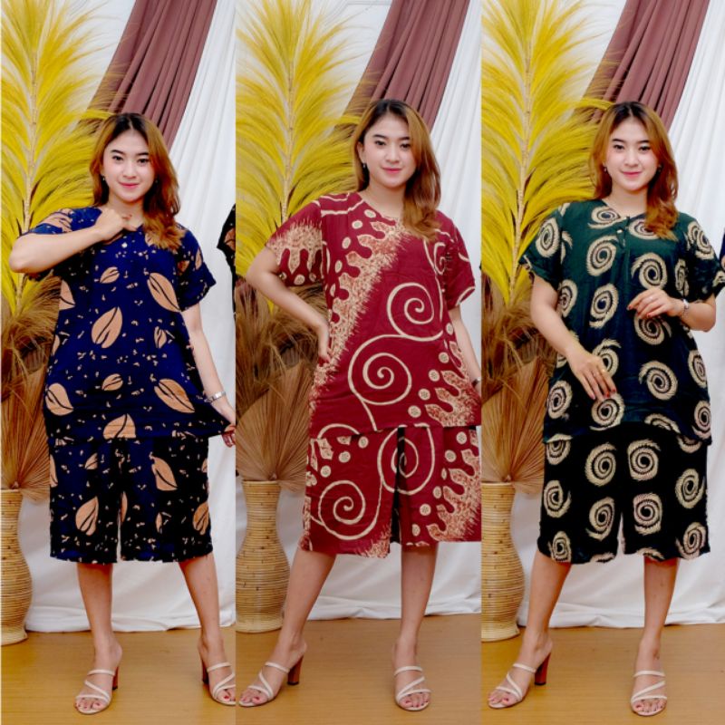 SETELAN DASTER BATIK CELANA PENDEK MURAH SETELAN BAJU TIDUR NYAMAN SETELAN WANITA BUSUI PEKALONGAN