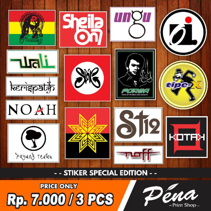 

(ISI 3 PCS) Sticker Stiker Band SLANK NOAH DEWA 19 TIPE X ST12 KOTAK WALI IWAN FALS SHEILA ON 7 PAYUNG TEDUH DLL