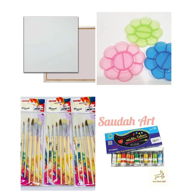 

Paket Kanvas Lukis (kanvas 20x20,kuas,palet,cat air)