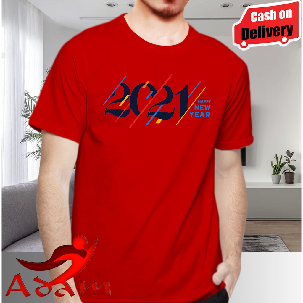 Baju Kaos Pria / Wanita T-Shirt Happy New Year 2021