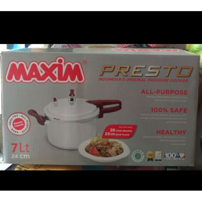 Panci Presto Maxim dengan 3 ukuran  4 / 7 dan 12 liter merk Maxim