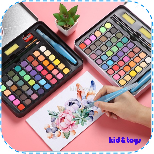 

1 Set Water Color Cat Air Solid Peralatan Lukis Cat Air Padat/Solid Watercolour Set 36/48 pieces Cat gambar satu set