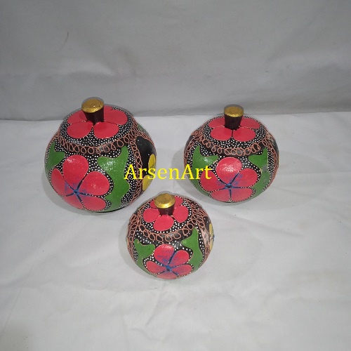 Toples Keller Antik Bahan Kayu Motif Lukisan Painting 3 pcs (1 set)