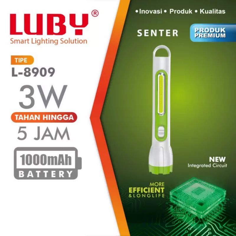 Senter Cas + Emergency Luby L-8909 Original Produk LUBY