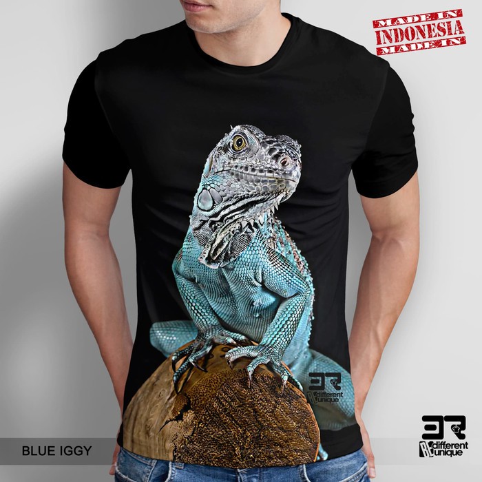 KAOS PRIA KAOS PRINT DISTRO 3R REPTIL IGUANA BIRU
