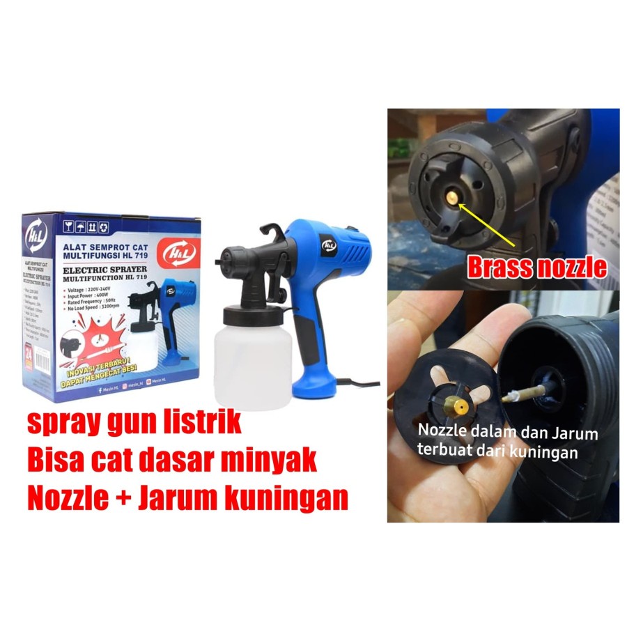 spray gun Listrik H&L Nozzle jarum kuningan sprayer cat elektrik