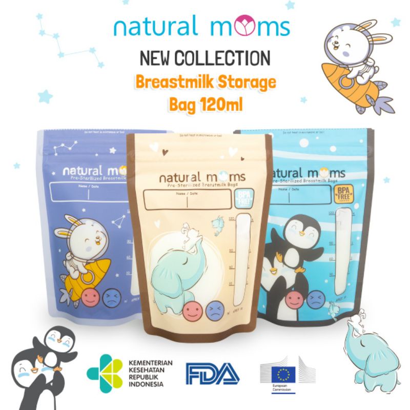 Natural Moms Kantong Asi 120ml Thermal Sensor Indikator Mix Motif