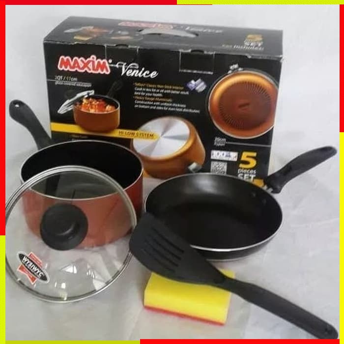 PANCI WAJAN MAXIM VENICE SET WAJAN PERALATAN DAPUR PENGGORENGAN ANTI LENGKET SET TEFLON MAXIM MURAH