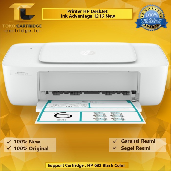 Printer Inkjet HP 1216 ORIGINAL RESMI include Cartridge Tinta HP 682 penerus 1115 Print A4 USB Color