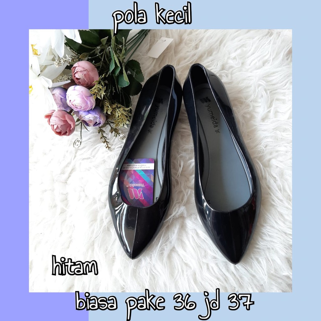 Sepatu Flat Wanita Glossy Jelly Shoes Polos Merk Yumeida