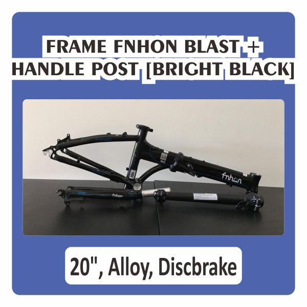 Frame Set & Handle Post HP FNHON BLAST Bright Black Discbrake 20 inch Db Sepeda Lipat Hitam Disk