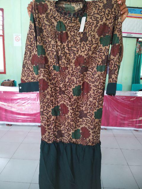 Zola_batik Gamis Batik Rempel Wollpeach Mix Katun Meisya - Wolfis Meisya