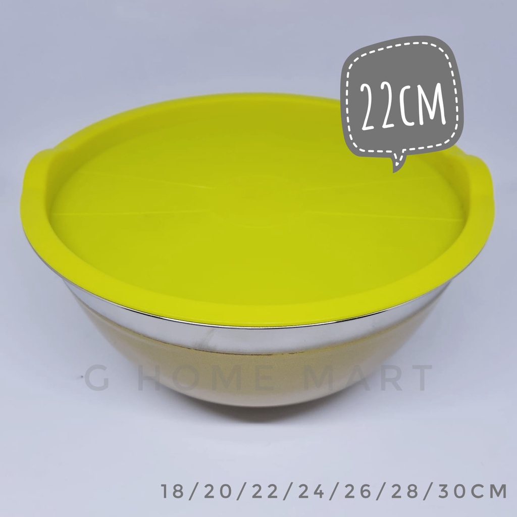 Ming bowl dengan tutup 22cm kuning