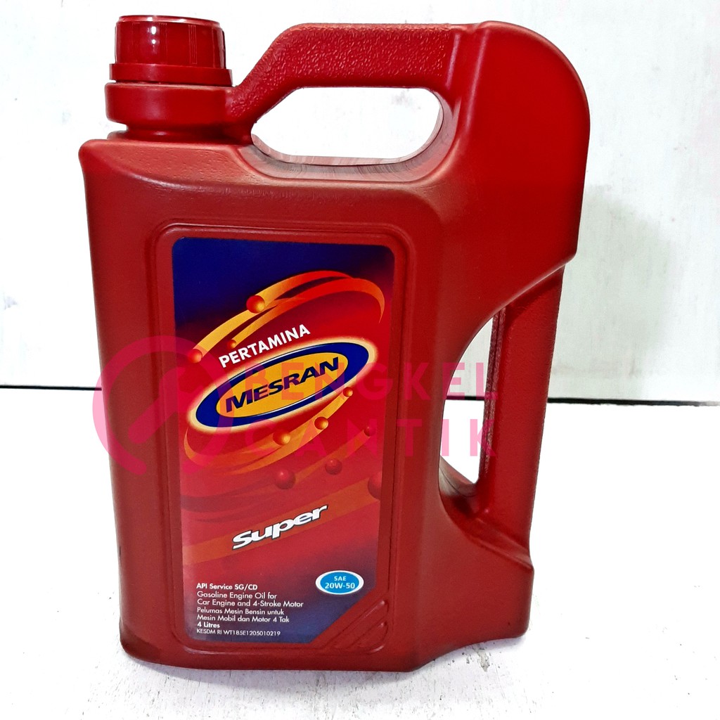 oli mobil MESRAN SUPER SAE 20w/50 untuk bahan bakar bensin 4 liter original ori bisa untuk motor