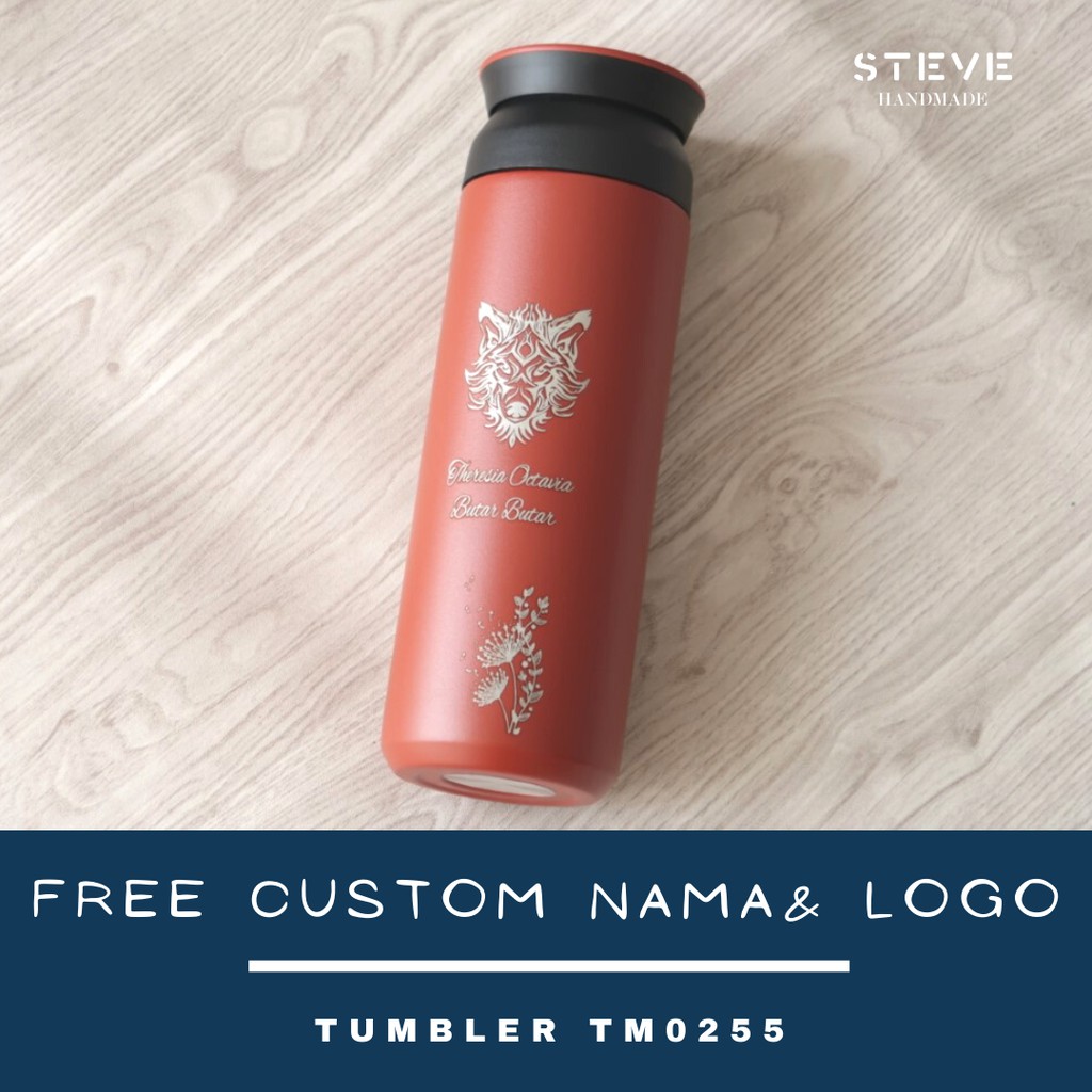 Botol minum stainless termos vacuum tumbler travel mug TM0255 Red Custom Tahan Panas dan dingin