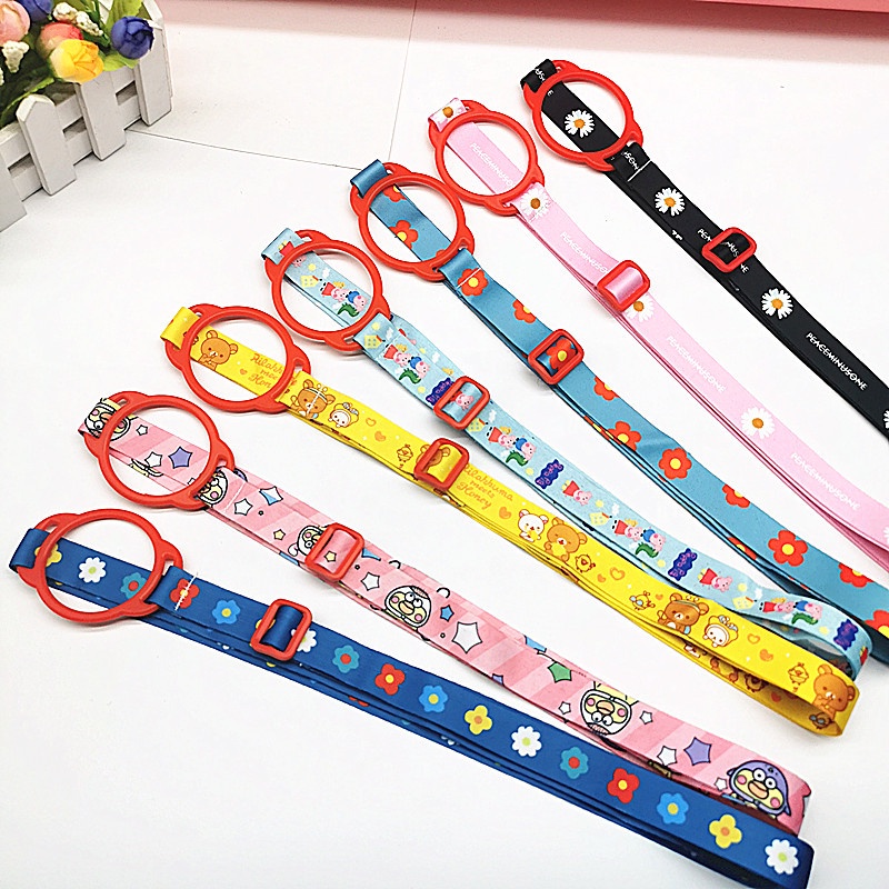 Kartun Botol Minum Tali Panjang Strap Anak Sesame Street Tali Lanyard Karet Lubang Besar Lucu Untuk Botol Air Tali