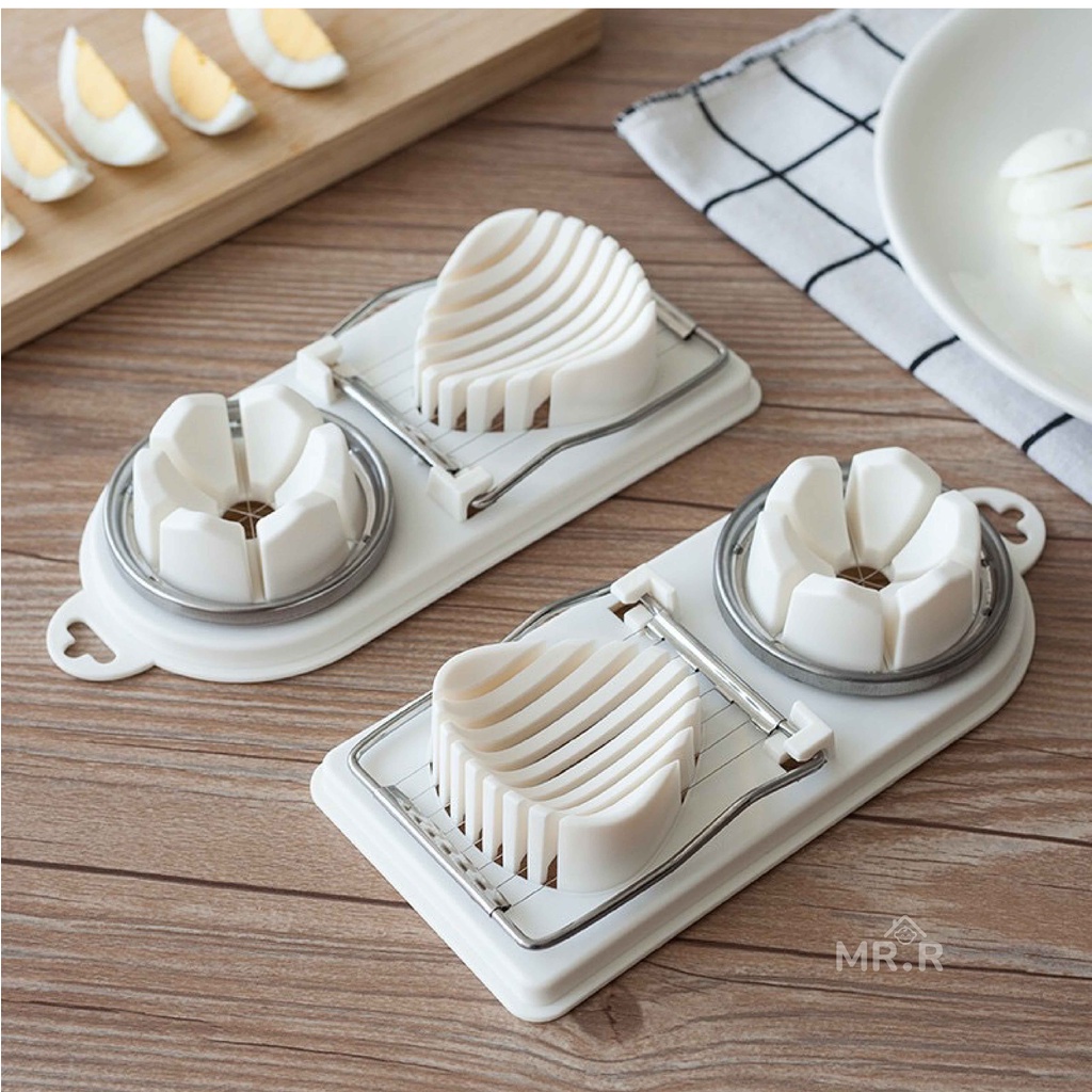 Alat Pemotong Telur Rebus Multifungsi 2 in 1 Pengiris Telor 2 in1 Bahan Plastik Egg Slicer &amp; Cutter
