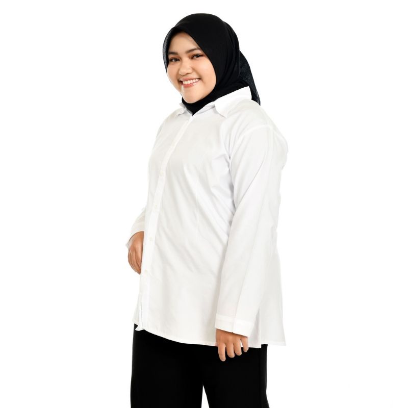 KEMEJA JUMBO POLOS KERJA WANITA LD 115 BASIC SHIRT