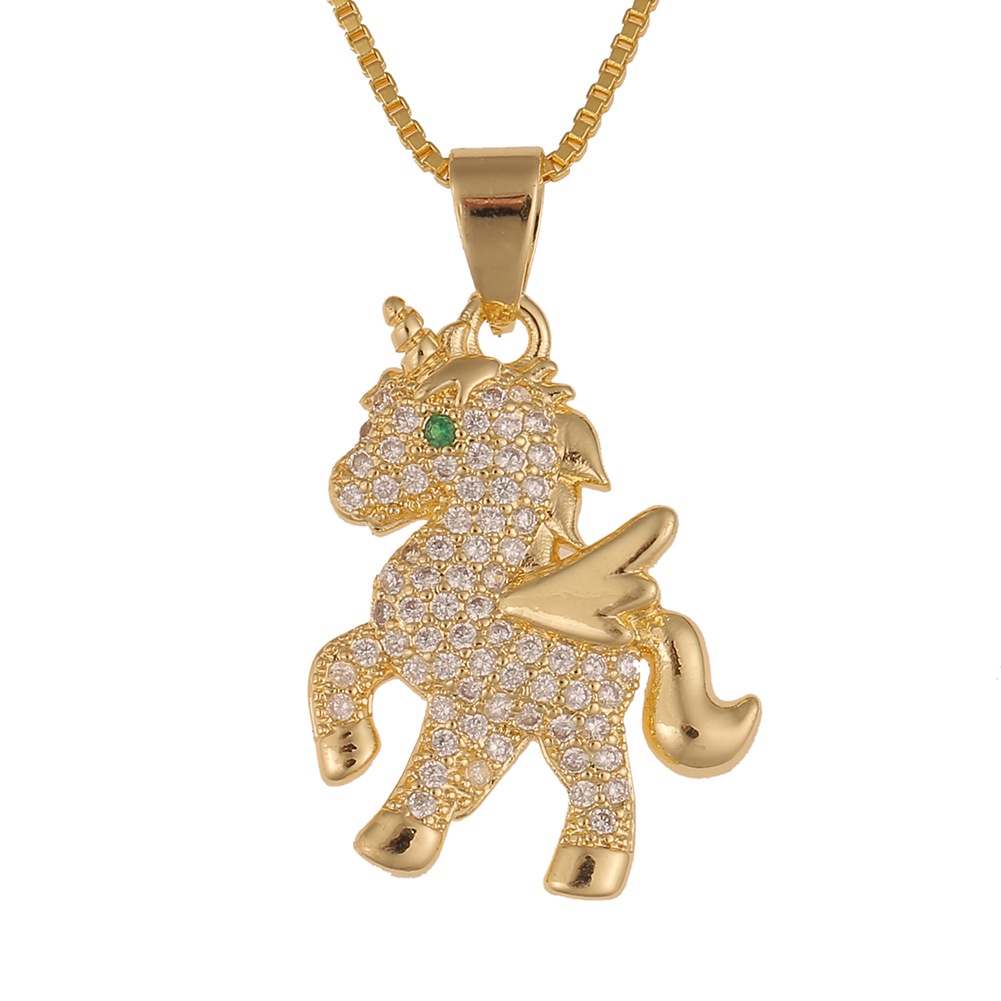 Eropa dan Amerika baru personalized kalung pony liontin mikro bertatahkan zircon wanita cute kalung