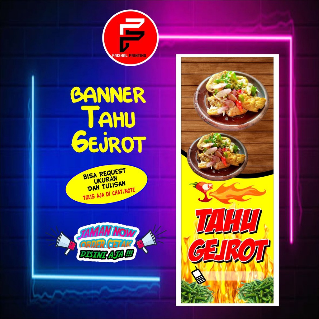 spanduk banner warung kedai tahu gejrot ukuran 0.6 x 1.6 meter