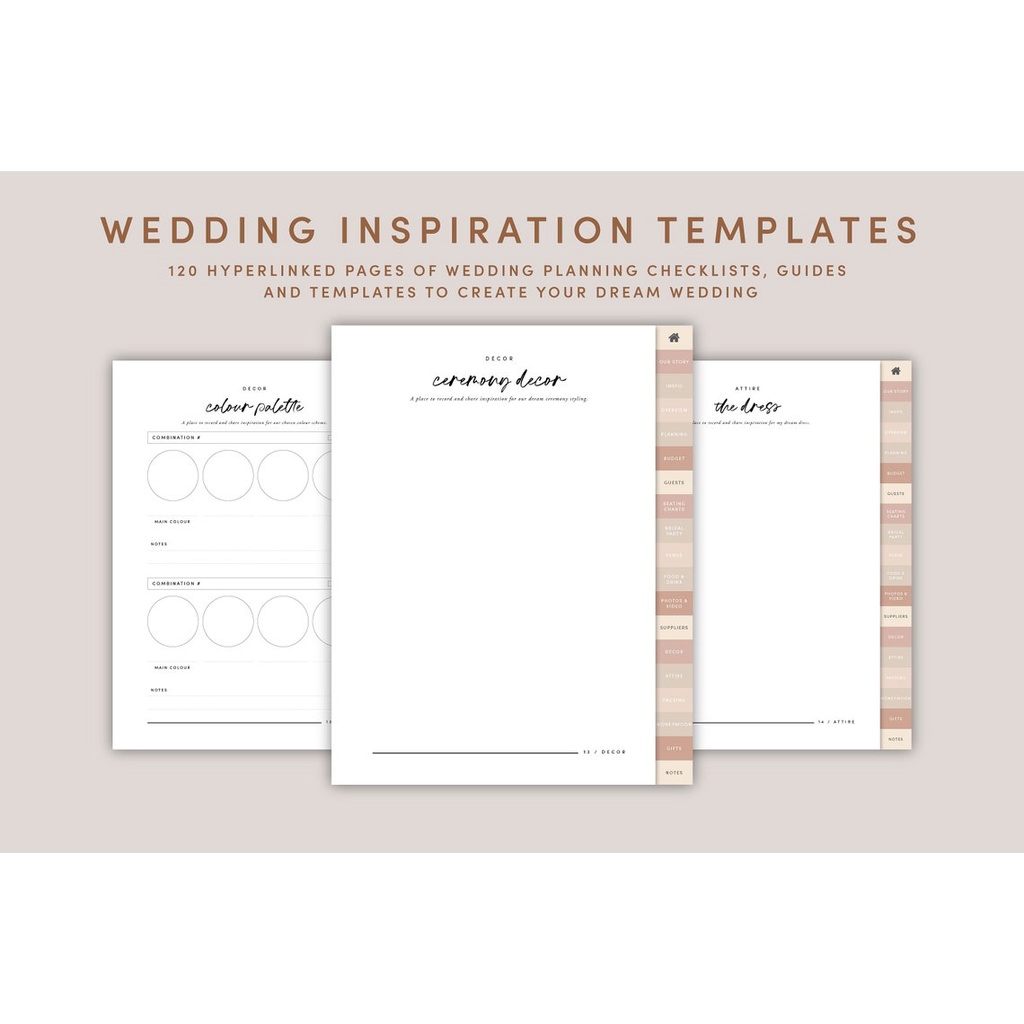 Digital Journal &amp; Planner - Wedding Checklist &amp; To Do List Kit for Goodnotes, Notability, Xodo (Full Page &amp; Tab Hyperlinked)