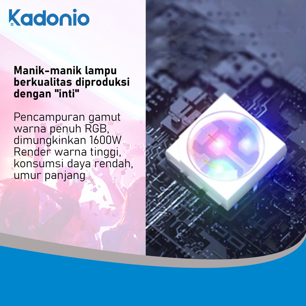 Kadonio Lampu Led Strip RGB Warna Warni waterproof IP65 2835/5050 Komplit Set Adaptor kontrol