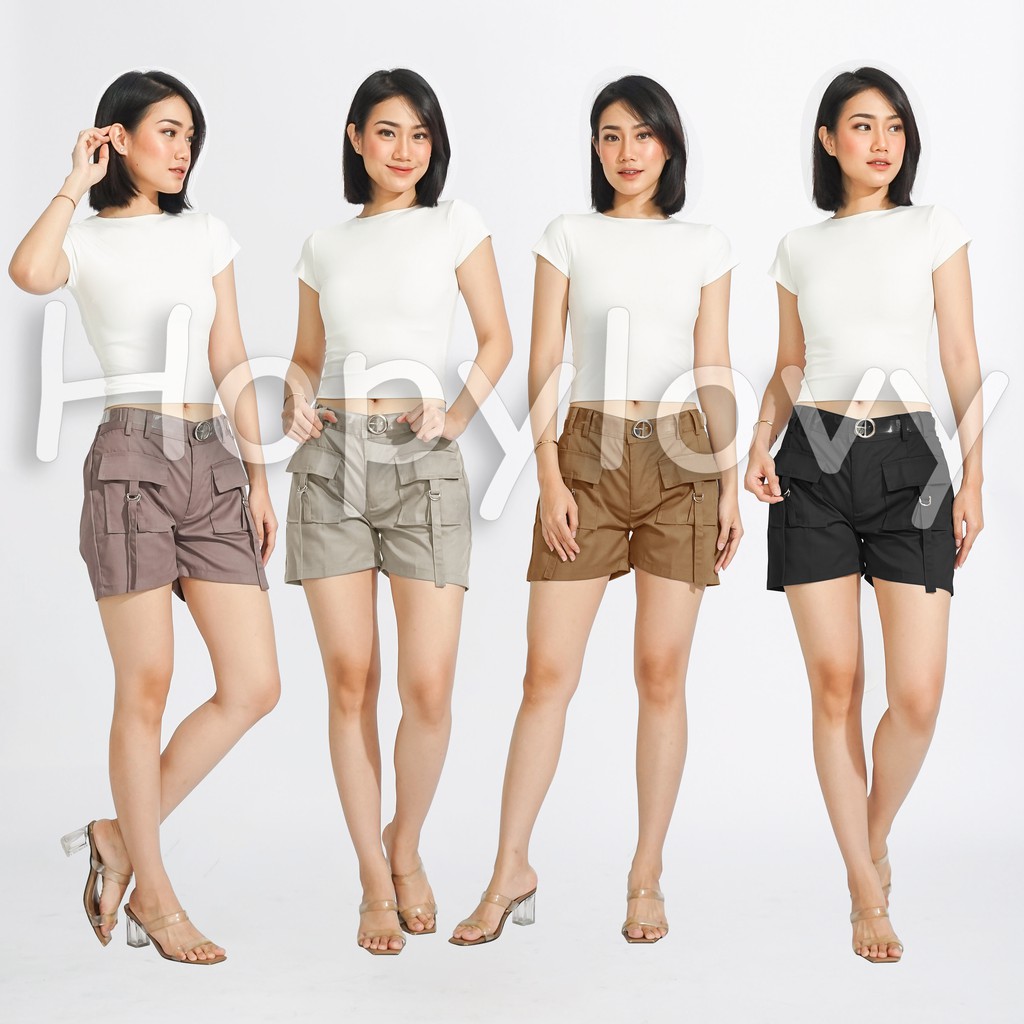 HOPYLOVY Hotpants Celana Pendek Wanita Kekinian Bahan Katun Raqila