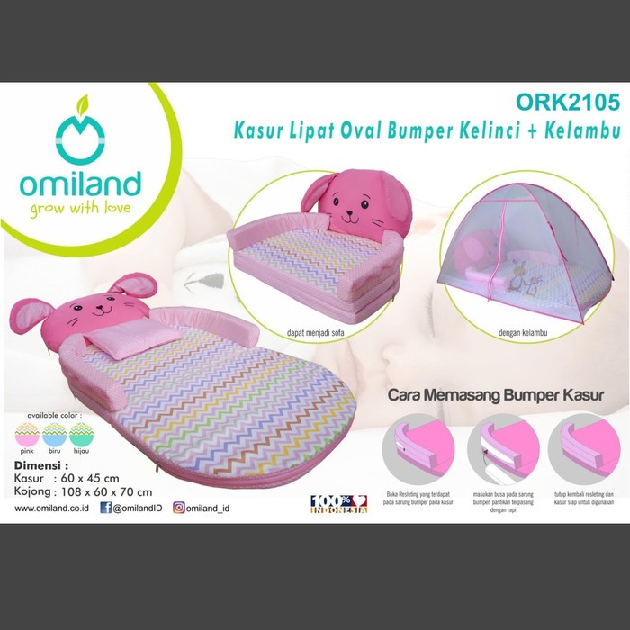 KASUR LIPAT BAYI OMILAND OVAL BUMPER KELINCI + KELAMBU