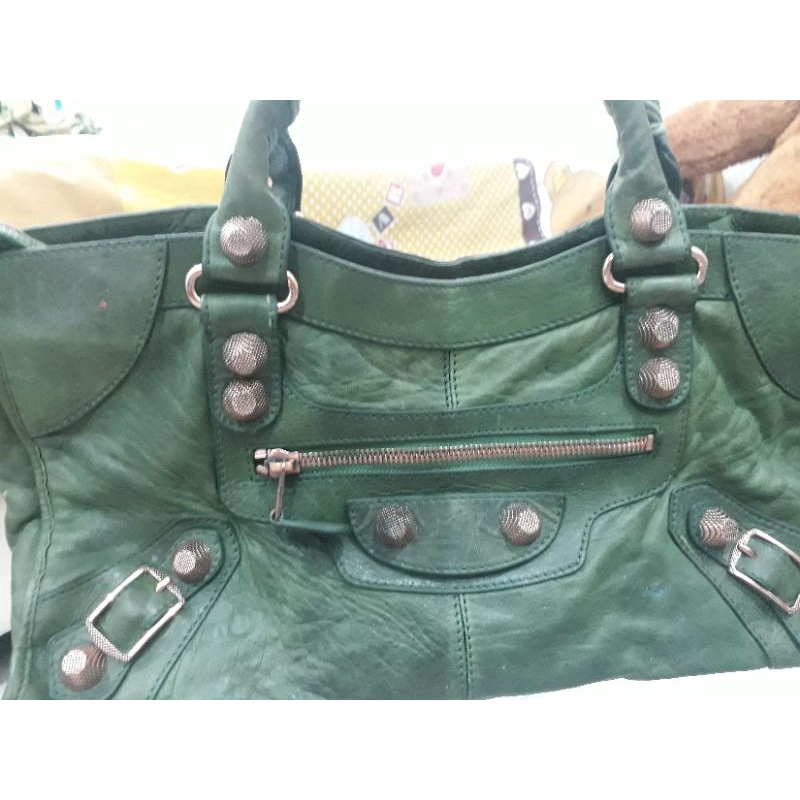 Preloved Balenciaga City Reguler Giant Studs Dark Green