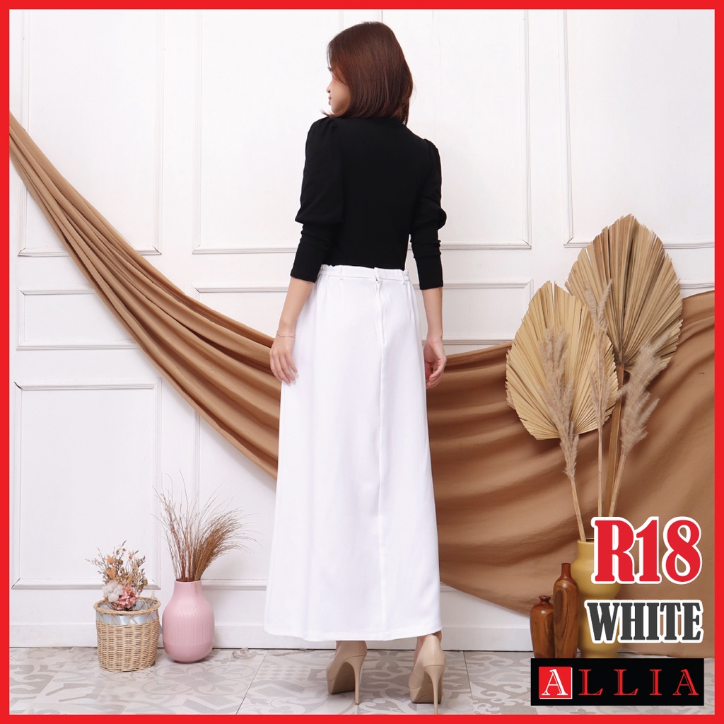 ALLIA ROK A - R18 -  White M - 7L - Rok A Wanita - Rok Panjang Wanita - Rok kerja wanita - ROK Putih