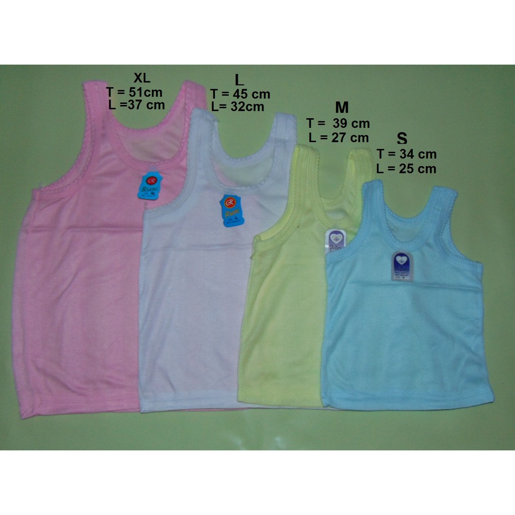 SS - 12 Pcs 1 Lusin Singlet Anak Rip Harian Murah 3L,XL,L,M,S / Singlet Anak Murah Tebal