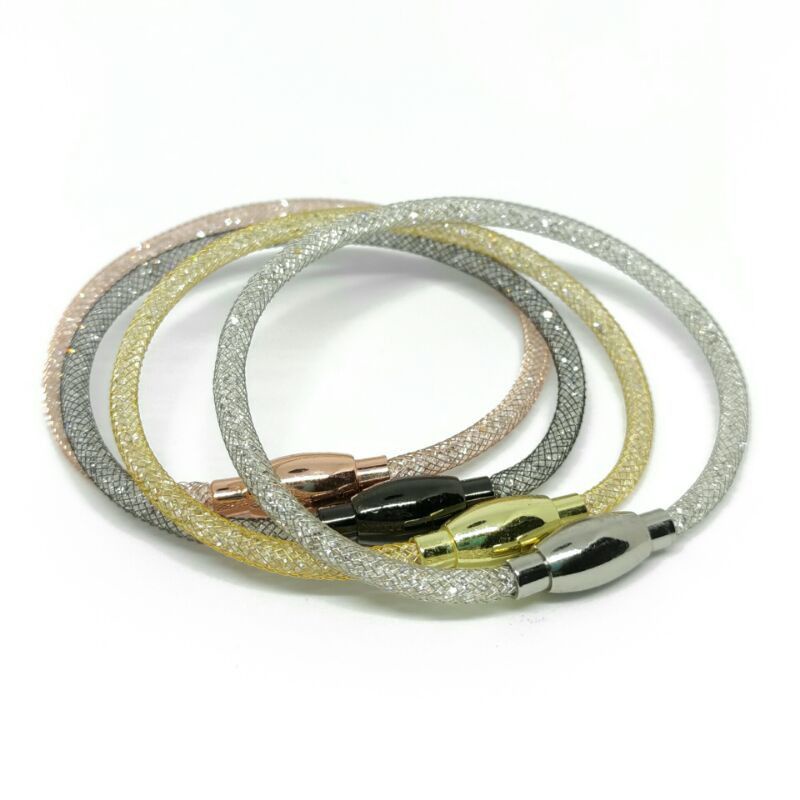 Gelang Gliter Wanita Kunci Magnet Anti Karat Gelang Gliter Korea