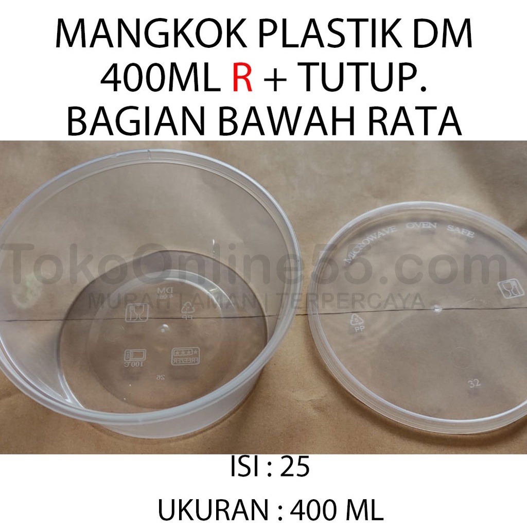 Mangkok Plastik 400ml R Tempat Makan Plastik Cup Puding Soup + Tutup