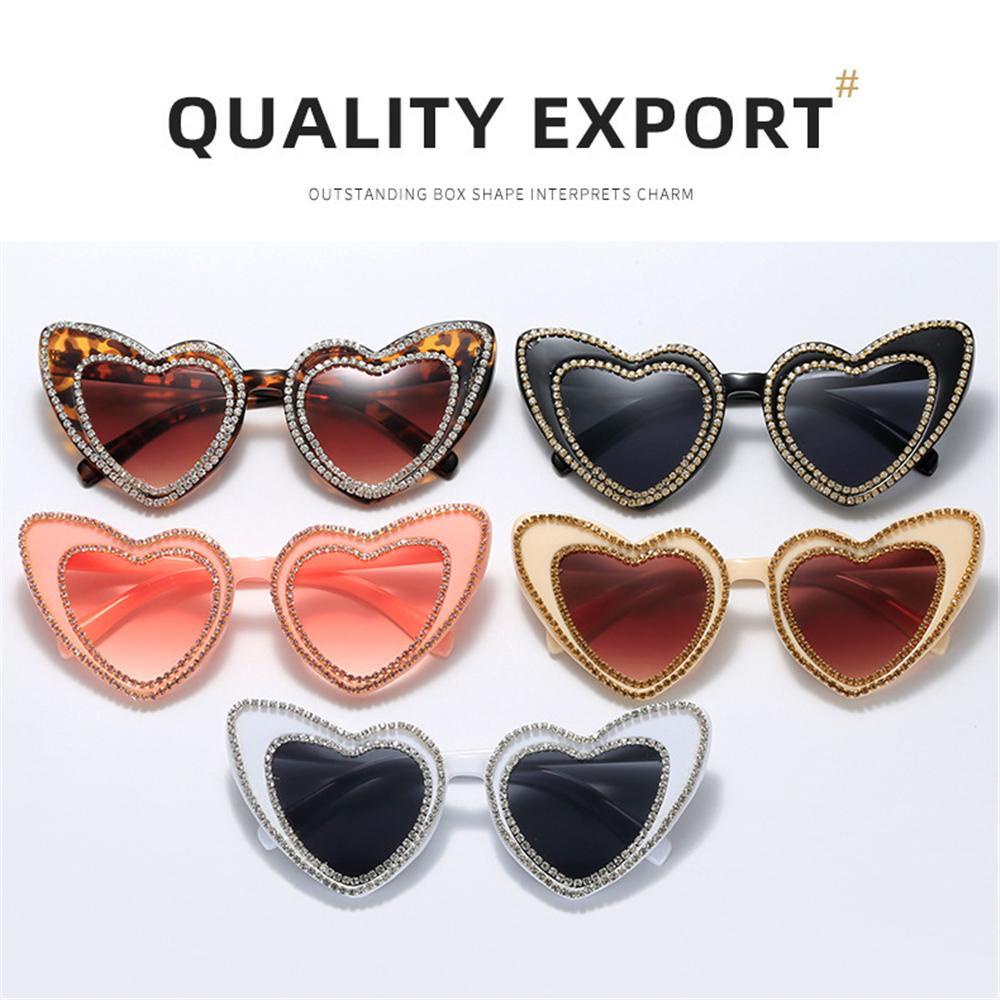 Lily Heart Sunglasses Retro Shining Love Heart Ladies Eyewear Kacamata Hitam Untuk Wanita
